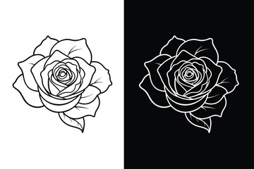 Wall Mural - rose flower outline icon vector on white background .