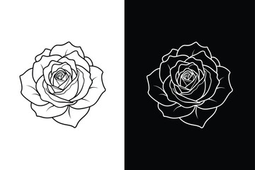 Wall Mural - rose flower outline icon vector on white background .