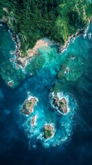 Poster - Aerial view of tropical islands in turquoise ocean. Beautiful tropical landscape from above.