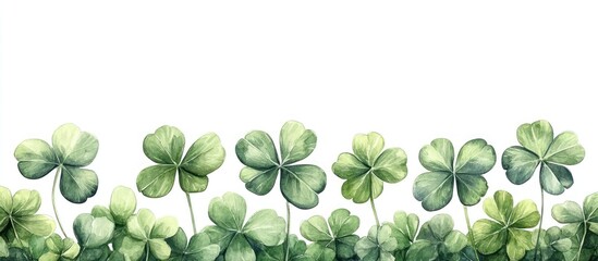 Canvas Print - Watercolor Clover Border Illustration