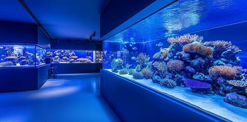 Stunning fish tanks and a tranquil atmosphere create an elegant aquarium shop. A place to discover underwater beauty and find pet fish.