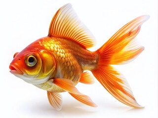 Vibrant Goldfish Swimming Gracefully Against a Clean White Background for Aquatic Themed Designs