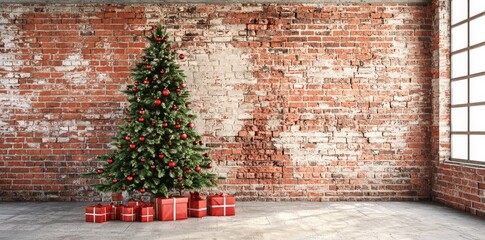 Beautifully decorated Christmas trees stand in front of soft, warm walls. Vibrant ornaments and colorful gifts surround them. The festive spirit is evident.