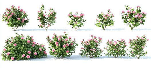 A cut out set of beautiful pink roses surrounded by lush green leaves