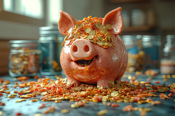 Poster - A giant piggy bank cracked open, spilling out not coins, but seeds, representing the potential for growth squandered by poor financial management.