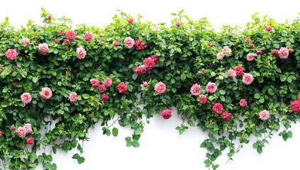 Wall Mural - A wall display featuring red roses and lush green foliage, with cut-outs