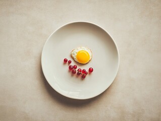 Wall Mural - A gourmet dessert platter with fresh berries, fruit puree, and mint garnish on a white dish