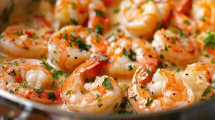 Succulent shrimp scampi with garlic, white wine, and fresh parsley.