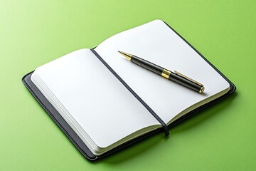 Aufkleber - A single open notebook with a pen lying across the page, ready to be filled with ideas