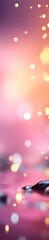Wall Mural - A flowing pink and orange gradient background with bokeh and waves. 