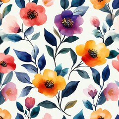 Poster - Modern Style Watercolor Floral Pattern - High-Quality Illustration for Creative Design Projects and Artistic Applications