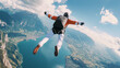 © AndyGordon - A skydiver free-falls over a picturesque view, illustrating freedom and adventure