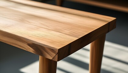 Wall Mural - Artistic Close-Up of a Wooden Table with Natural Light Highlighting Texture and Detail