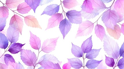 Wall Mural - A purple and pink leaf pattern with simple background. 