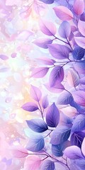 Wall Mural - A purple and pink leaf pattern with simple background. 