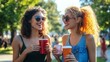 © alan - Women enjoying drinks in the park