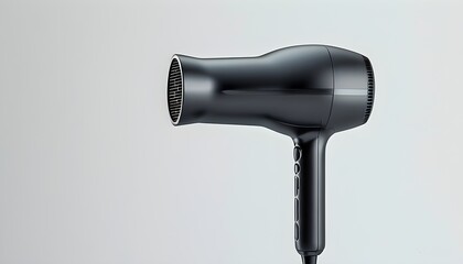 Sleek minimalist hair dryer showcased in a professional studio setting with an emphasis on modern design and aesthetics