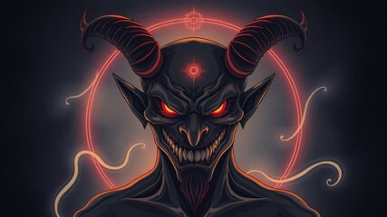 closeup demon illustration for halloween background