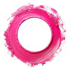 Wall Mural - Pink paint brush stroke creating a circle on white background