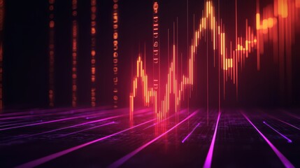 Poster - Abstract digital graphic showing a vibrant, dynamic stock market trend line with glowing colors.