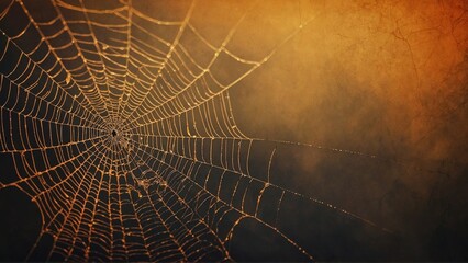 Dark orange and black Halloween spooky spider web background