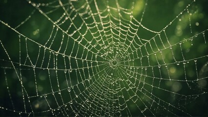 Green Halloween spooky spider web background