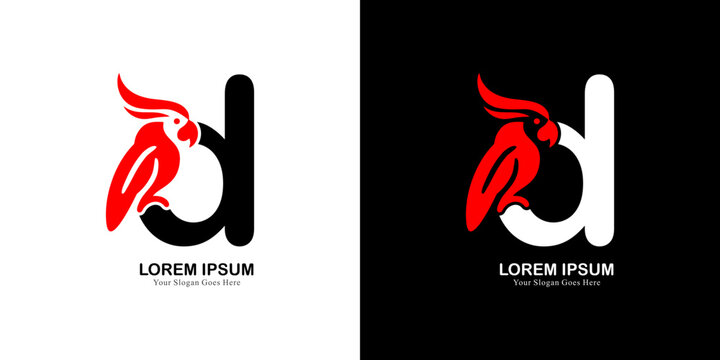 D-shaped logo design combined with a cockatoo