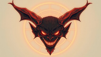 Wall Mural - closeup demon illustration for halloween background