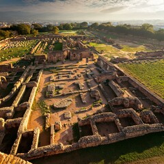 Wall Mural - ruins of an ancient Roman military camp or city, AI generated