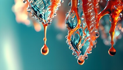 Vibrant close-up of hair care serum and vitamins for repairing damaged hair in stylish cosmetic setting