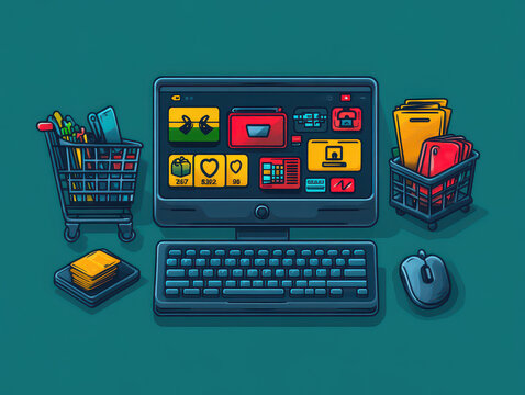 Targeted Cyber Monday search engine ads graphics illustrations to optimize visibility and drive traffic to online stores