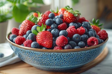 Wall Mural - Fresh and Juicy Berries in a Bowl