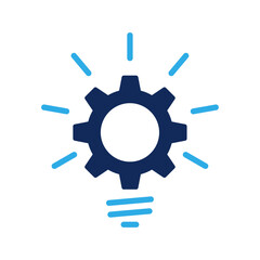 Poster - Innovation icon. Light bulb with cogwheel symbol