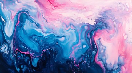 Wall Mural - Abstract Fluid Art with Blue and Pink Colors