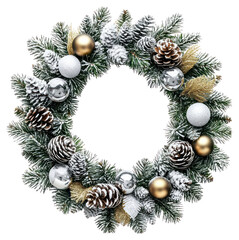Wall Mural - png christmas pine wreath christmas silver green.
