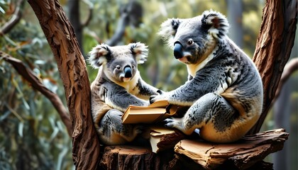 Koala Librarian Sharing Wisdom and Treetop Tales with Endless Curiosity