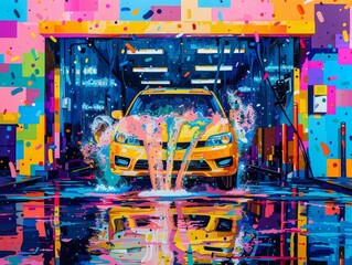 Poster - Vibrant Car Wash Soiree