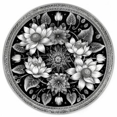 Poster - Serene Mandala with Lotus Flourish