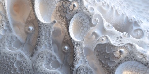 Wall Mural - abstract white and grey textured background with a 3d organic, almost cellular, pattern.