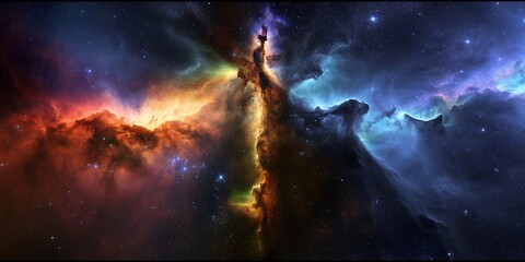 Wall Mural - a stunning view of a nebula with vibrant colors, featuring a towering pillar of gas and dust. this c