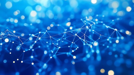 Modern Abstract Image with Blue Background and Connected Line Patterns
