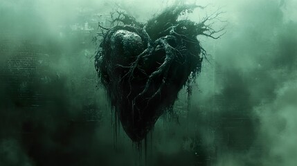 Wall Mural - Heart of the Forest: A Dark and Surreal Abstract Art