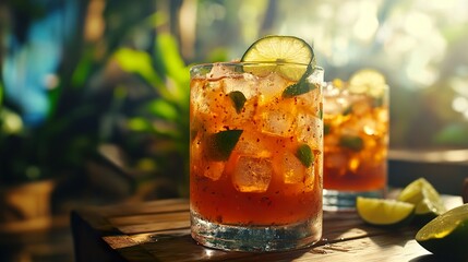 Refreshing Lime Cocktail with Ice - Summer Drinks