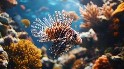 lionfish under the sea swimming pictures