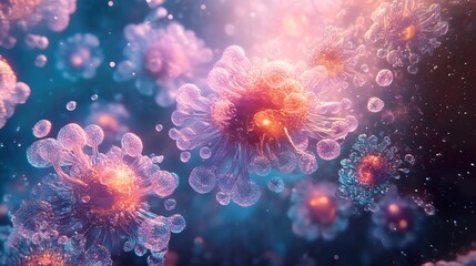 Wall Mural - microscopic view of a virus cell - science illustration