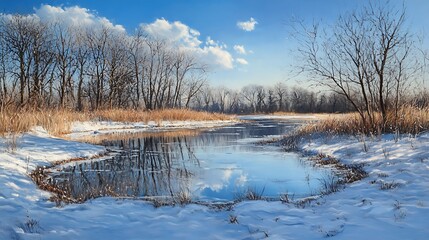 Early February landscape showcasing a crisp winter