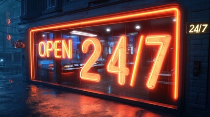 Sticker - Neon Sign Shop 24/7 Open