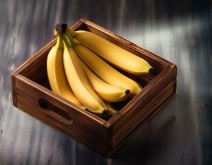 Fresh Bananas in Wooden Box