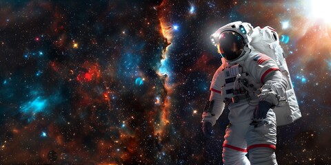 Wall Mural - an astronaut floats through space, surrounded by a breathtaking galaxy. the colorful nebula behind t