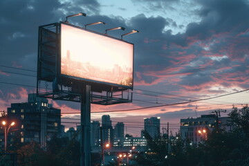 Wall Mural - billboard on the road with city background